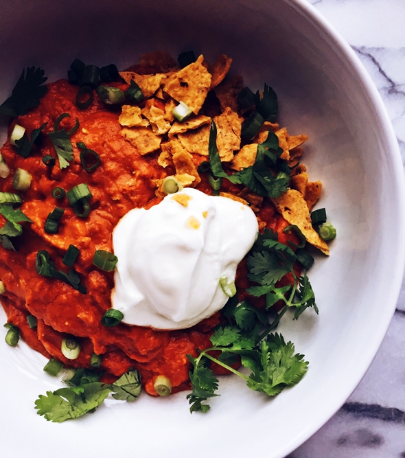Pumpkin Chorizo Chili with Sweet Potatoes + Pinto Beans okie dokie